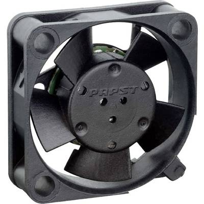 Small black fan with five blades, mounted in a rectangular frame, used for cooling in electronic devices.