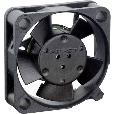 A black, square computer fan with five blades in a housing, suitable for cooling electronic devices.