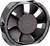 Black seven-bladed fan in a circular housing. Suitable for cooling applications in electronic devices.