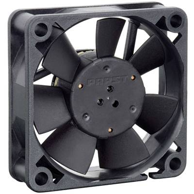 A black, square fan with nine rotor blades in a housing, used for cooling electronic devices.