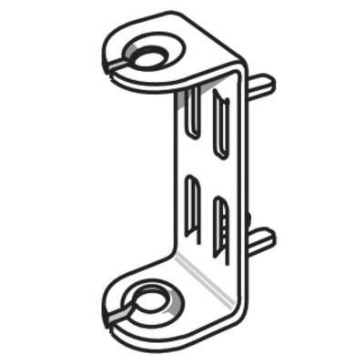 Metal angle bracket with two drill holes, suitable for wood connections or furniture construction.