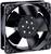 'A black fan with five blades in a rectangular housing, suitable for cooling purposes in electronic devices.'
