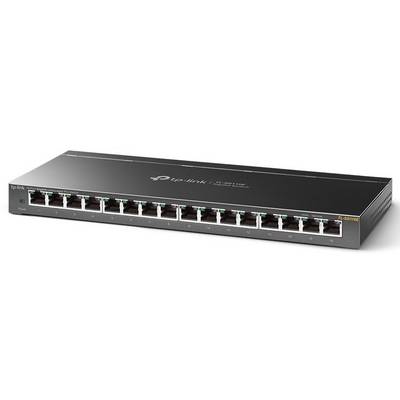 Network switch with 16 Ethernet ports. Brand: TP-Link, Model: TL-SG1016E. Suitable for connecting multiple devices in a network.