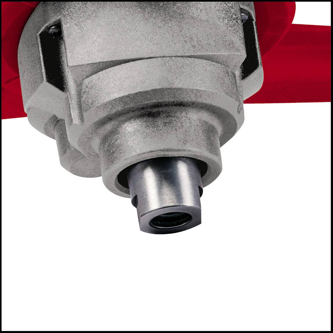 A metal valve with a red plastic coating, likely on a piping system, shows a close-up of the connection area.