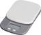 Digital kitchen scales in grey with a white weighing surface, LCD display and control buttons for 'Tare' and 'On/Off'.