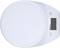 White digital kitchen scales with display and two buttons, one for mode switching ('UNIT') and one for tare function.