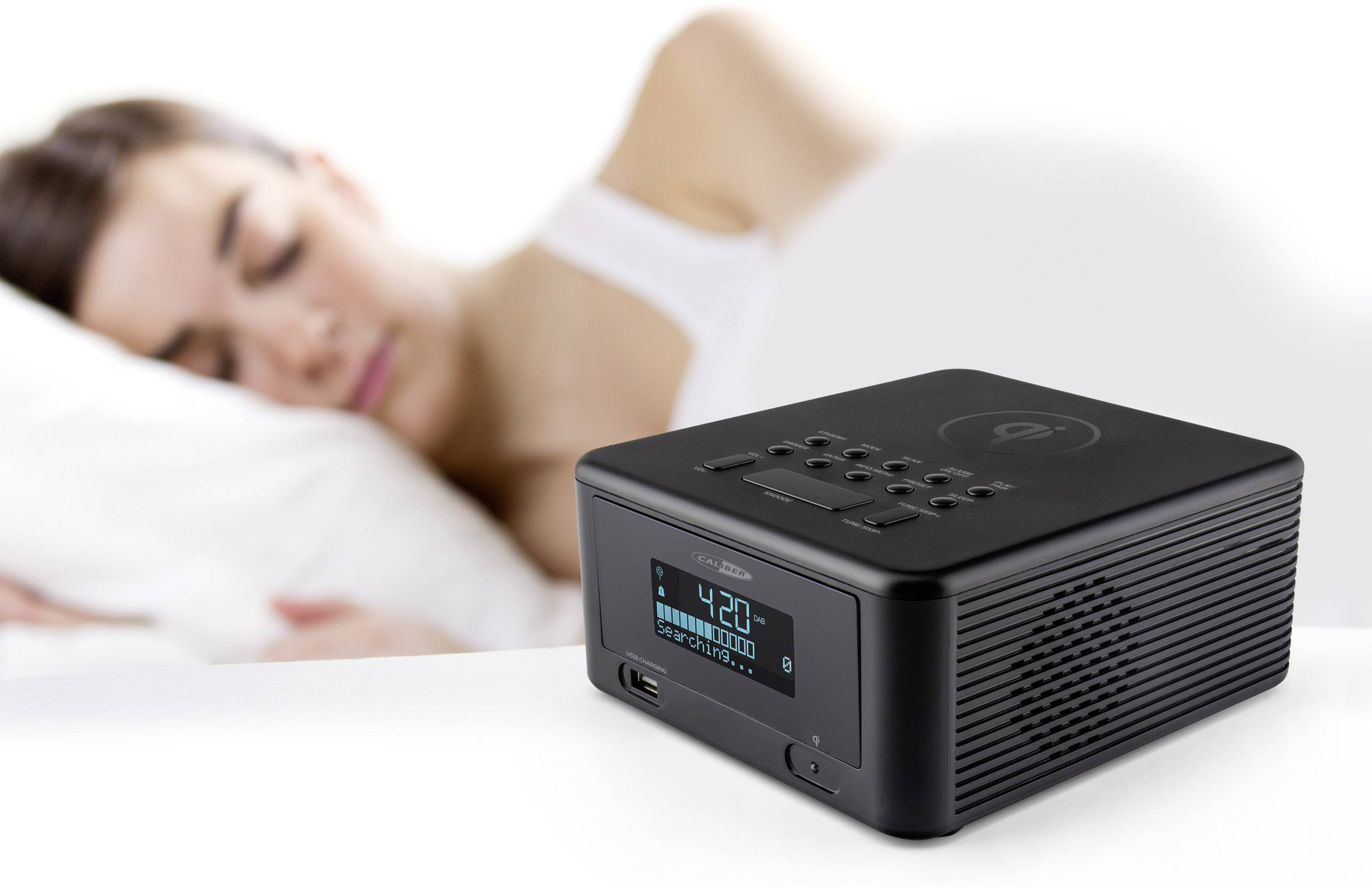 Caliber HCG 0100iDAB-BT Radio alarm clock DAB+, FM Bluetooth, USB Battery charger Black-1
