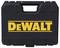 Black tool case with yellow 'DEWALT' logo, robust design, carry handle on top.