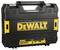 Black tool case with yellow 'DEWALT' logo, sturdy handle and latches. Designed for secure tool storage.