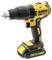 A yellow and black cordless drill with an ergonomic handle and 18V XR Li-Ion battery, suitable for construction and DIY work.