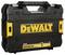 A black tool case with yellow details and the 'DEWALT' print, demonstrates stability and brand identity.