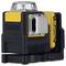 A yellow and black laser measuring device on a white background, with a logo of a well-known tool brand on the side.