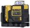 A yellow and black DeWalt laser tool for precise alignment, showing laser lines for levelling and positioning.