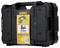 Black DeWalt tool case with safety and product information on the label, suitable for drills and accessories.