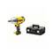 A yellow cordless impact driver and a black tool case by DeWalt positioned side by side against a white background.