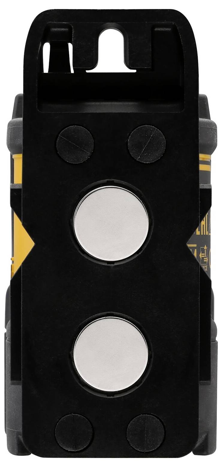 A black, rectangular bracket with two large, round magnets in the centre, suitable for attaching to metal surfaces.