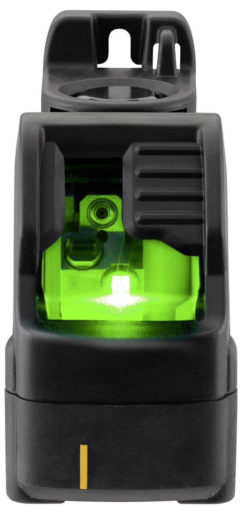Green light laser device for levelling in construction environments. Functional design with robust housing and precision optics.