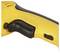 Yellow handle of an electric tool with a black lever and switch. Primarily designed for ergonomic operation.