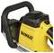 A yellow, electric hand circular saw with a black, ergonomic handle and ventilation slots.