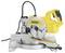 Yellow DeWalt mitre saw with adjustable scale and fixed handle, suitable for precise angle cuts in wood and other materials.
