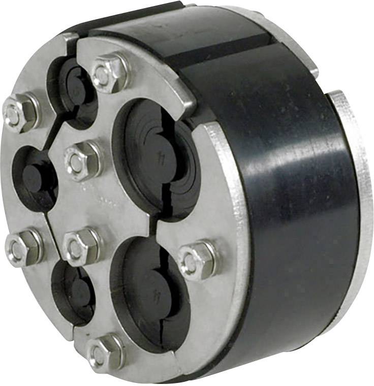 Round rubber seal with metal housing, suitable for cable or pipe penetrations, with multiple screws for fastening.