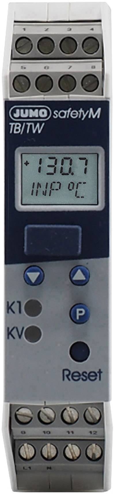An electronic temperature monitoring device displays '130.7 INP °C' on the display, with the brand name 'JUMO safetyM' visible at the top.