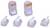 Five transparent RJ45 plugs in various views. Two upright plugs at the top, three plugs with folded-down tab at the bottom.