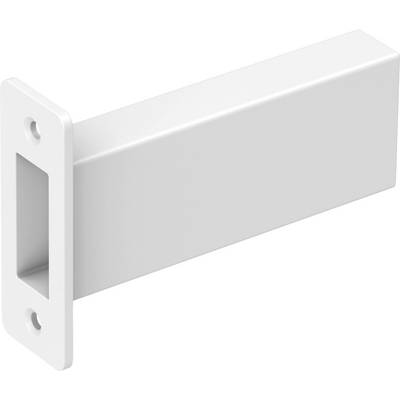 A white metal angle with a rectangular cross-section, two fixing holes on the wide side, suitable for wall mounting.