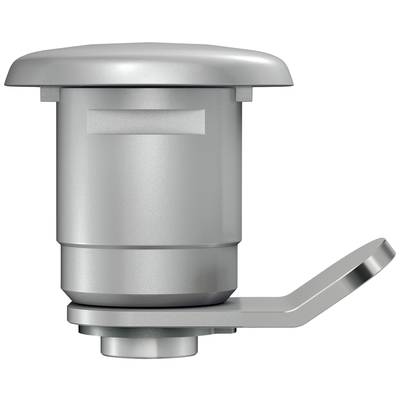 Metal rotary lock in silver with a side handle, commonly used for furniture or cabinet doors.