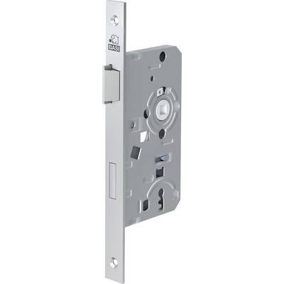 'BASI 72' silver mortise lock mechanism with multiple slots and components, designed for door installation.