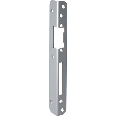 Metal plate with several round holes and rectangular cutouts, likely for securing or mounting components.