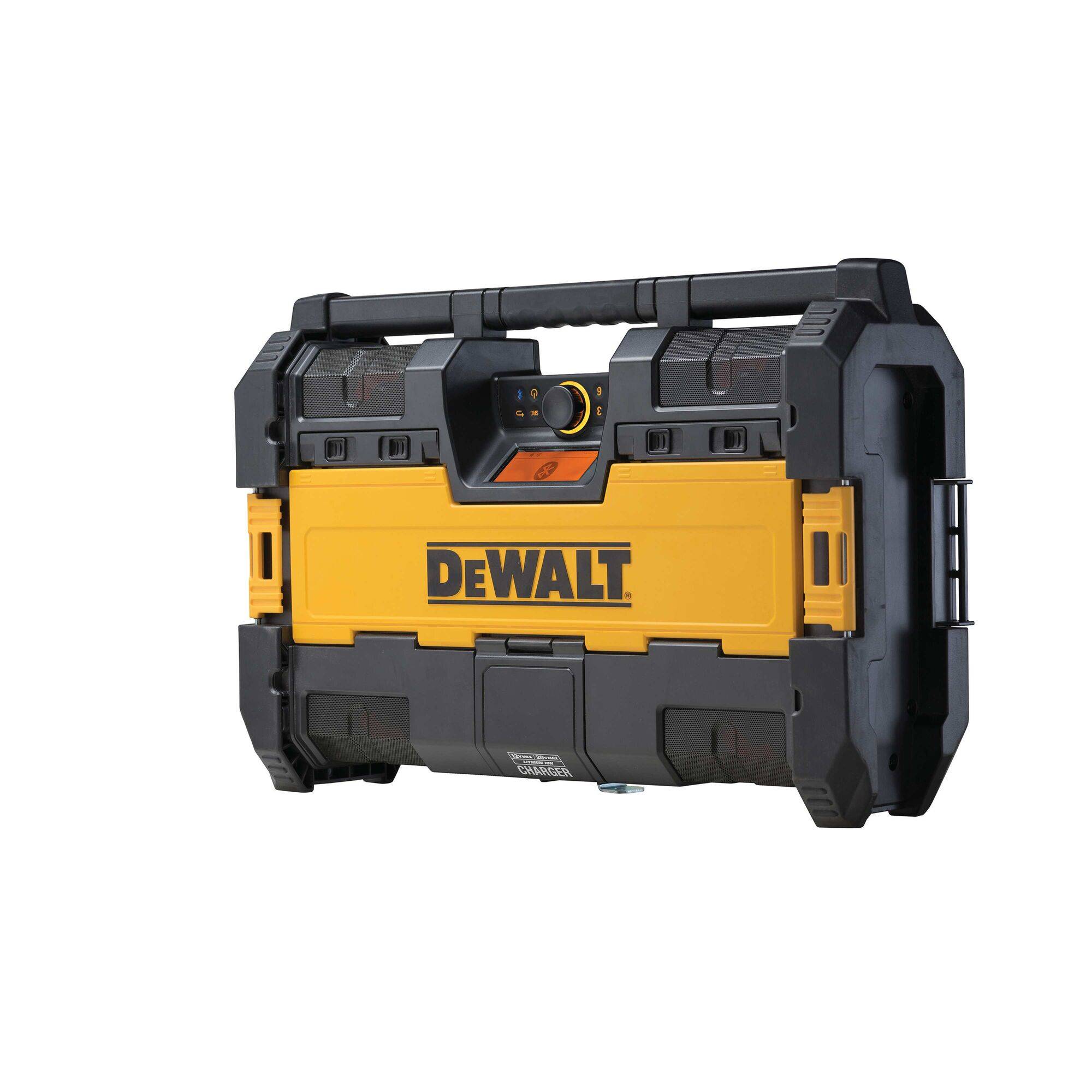 DEWALT tool case in black and yellow, robust design with handles and latches, suitable for professional applications.