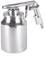 Metal compressed air spray bottle with handle and valve, suitable for use in cleaning or industrial applications.