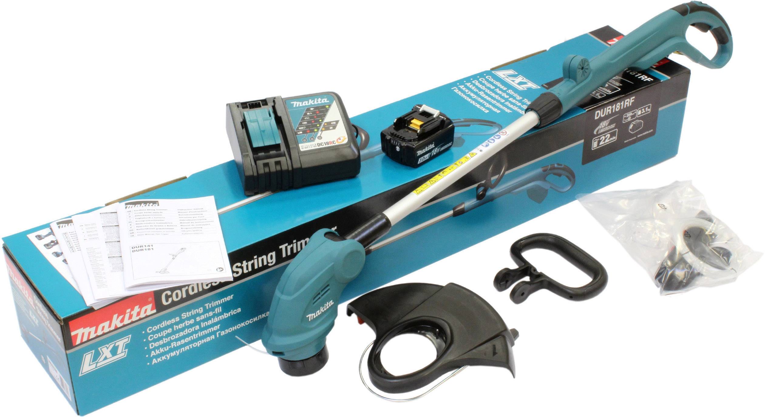 Makita DUR181RF Rechargeable battery Grass trimmer + battery, + charger 18 V 3 Cutting width (max.): 260 mm | Conrad.com