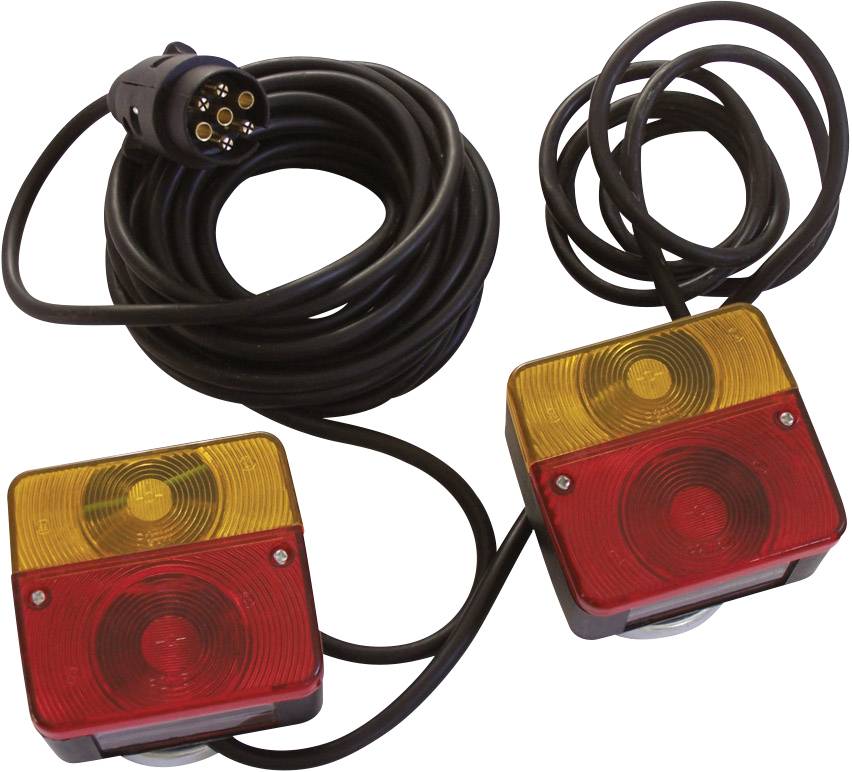 HP Autozubehoer Trailer lighting set 7-pin Turn signal, Brake light, Marker rear 12 V incl. mount, incl. magnetic fastener