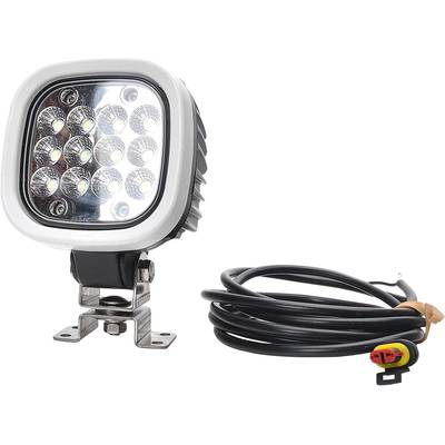 LED spotlights with multiple round lights, mounted on a metal stand. A black cable with a plug lies beside it.