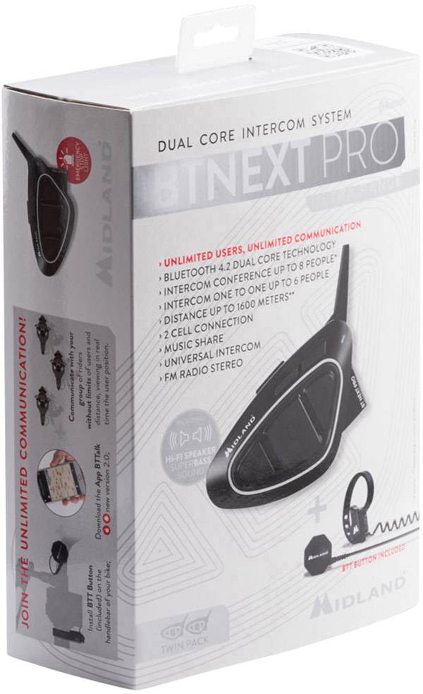 Midland C1222.25 BT Next Pro Twin Ultra Range Motorcycle intercom Suitable for (helmet type) All types-4