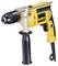 Yellow electric drill with a black handle and a drill bit, suitable for heavy-duty work. Brand name visible on the side.