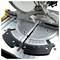Mitre saw with metal cutting blade and precise angle settings, suitable for accurate wood cutting.