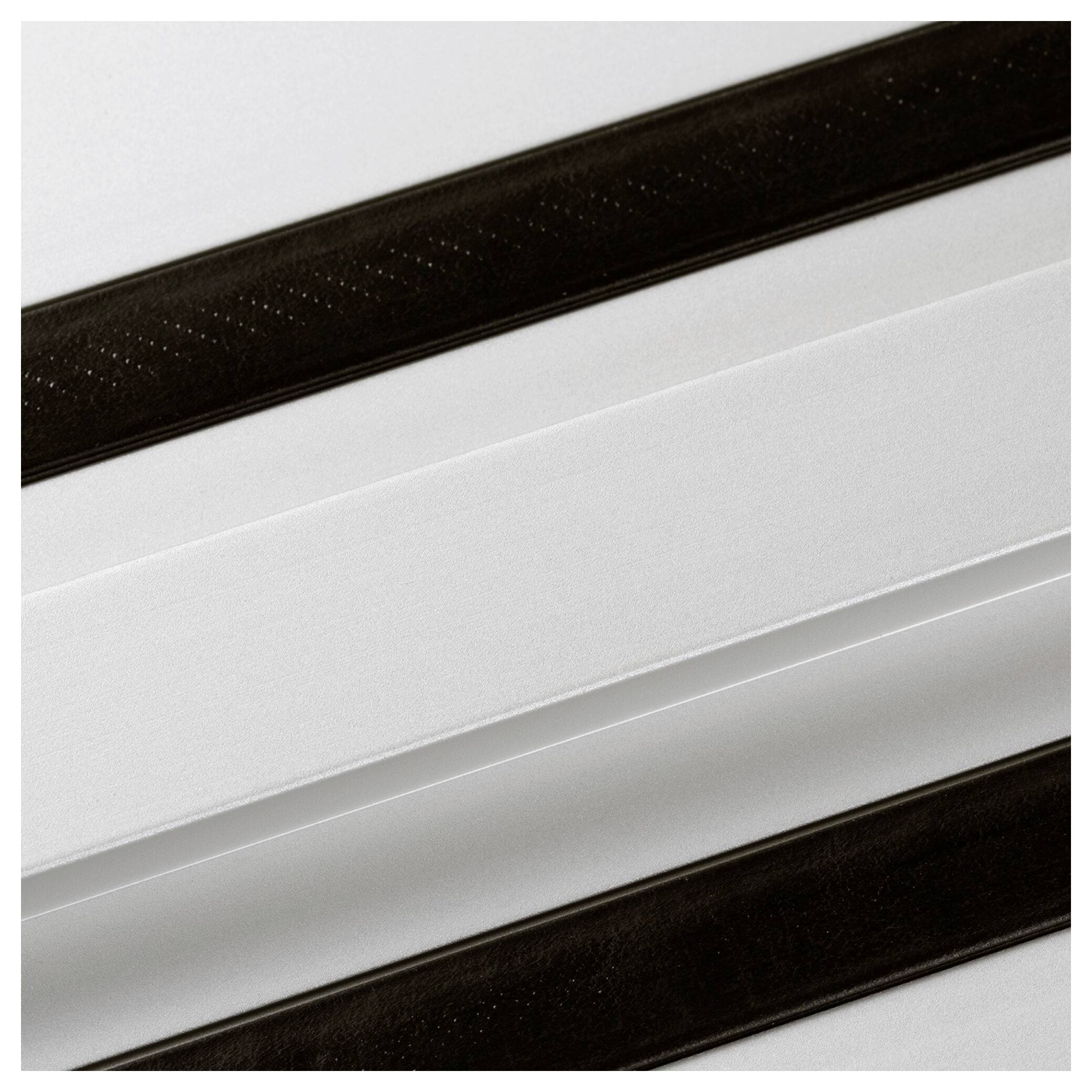 Two black stripes on a white background, running parallel.