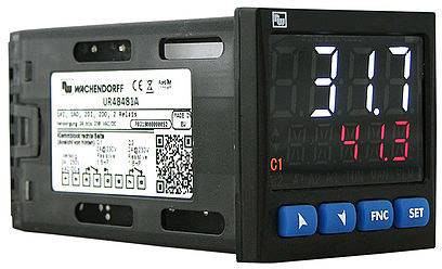 Digital display in a black casing shows '31.7' at the top and '41.3' at the bottom on a red background. Buttons to the right.