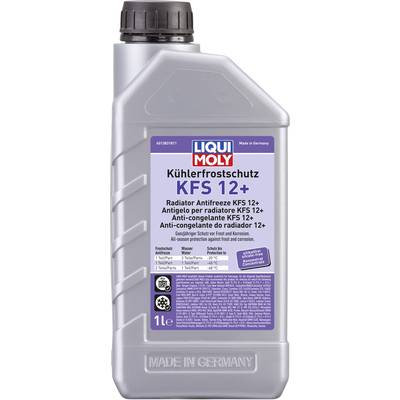 Liqui Moly Radiator Antifreeze Bottle, 1 Litre. Label: 'KFS 12+ Radiator Antifreeze'. Made in Germany.