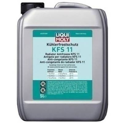Coolant container labelled 'LIQUI MOLY Radiator Antifreeze KFS 11', suitable for 5 litres.
