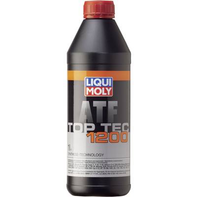 A black bottle of 'Liqui Moly ATF Top Tec 1200', 1 litre, with a red cap, suitable for automatic transmission.