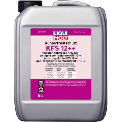 Coolant Container by 'LIQUI MOLY' with the inscription 'KFS 12++'. Contains 5 litres of antifreeze for the cooling system. Made in Germany.