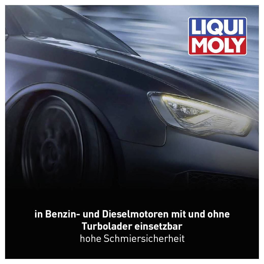 'Liqui Moly: Suitable for petrol and diesel engines, with and without turbochargers. Provides high lubrication reliability.'