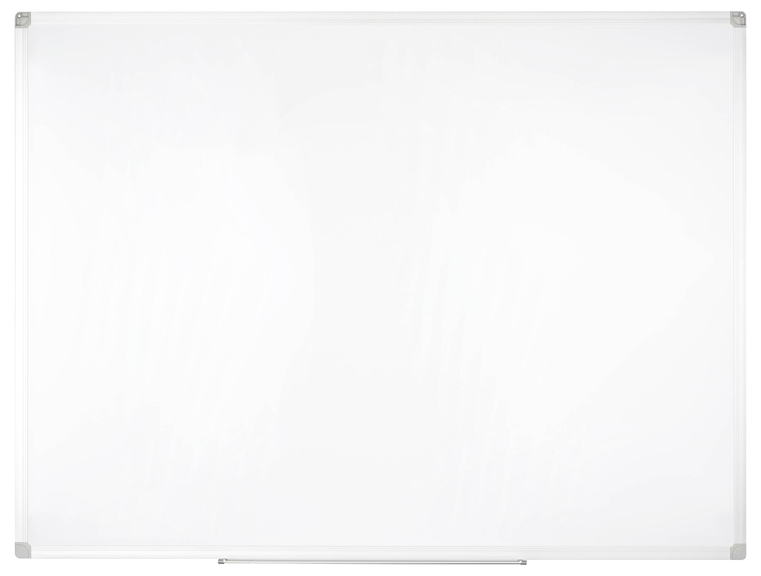Blank whiteboard with a slim, silver frame.