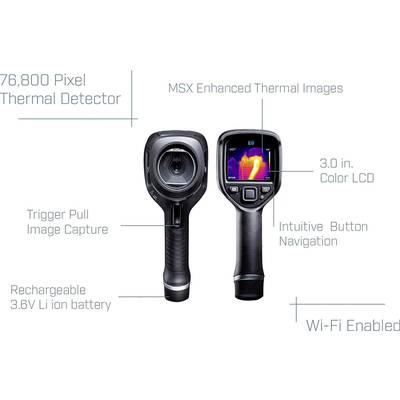 A thermal imaging camera with 76,800 pixels, 3-inch colour LCD, MSX-enhanced thermal images, intuitive navigation, and Wi-Fi enabled.