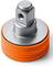 A grey-orange rotary adaptor with a square drive for tool connections, suitable for tightening or loosening screws.