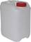 A blank, white plastic container with a red cap. Suitable for liquid storage.